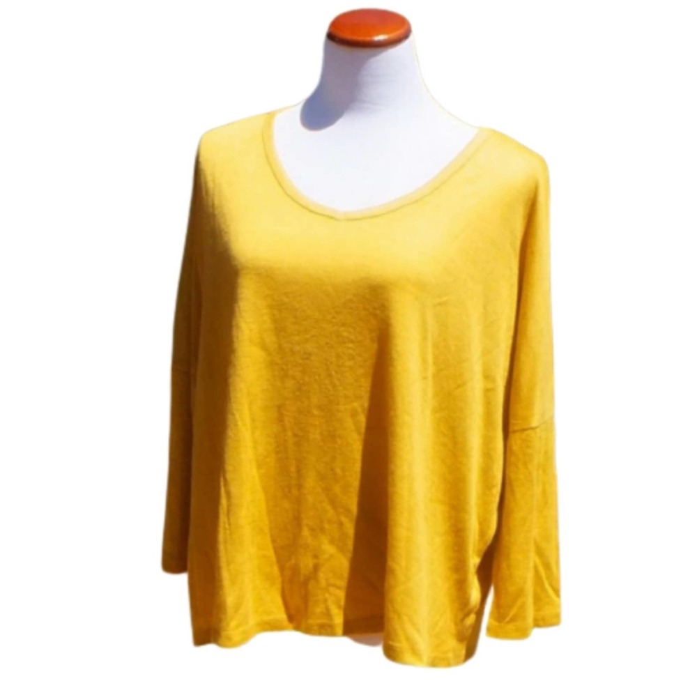 Tee Long Sleeved Golden CORN Yellow Knit Top NWOT Sz L